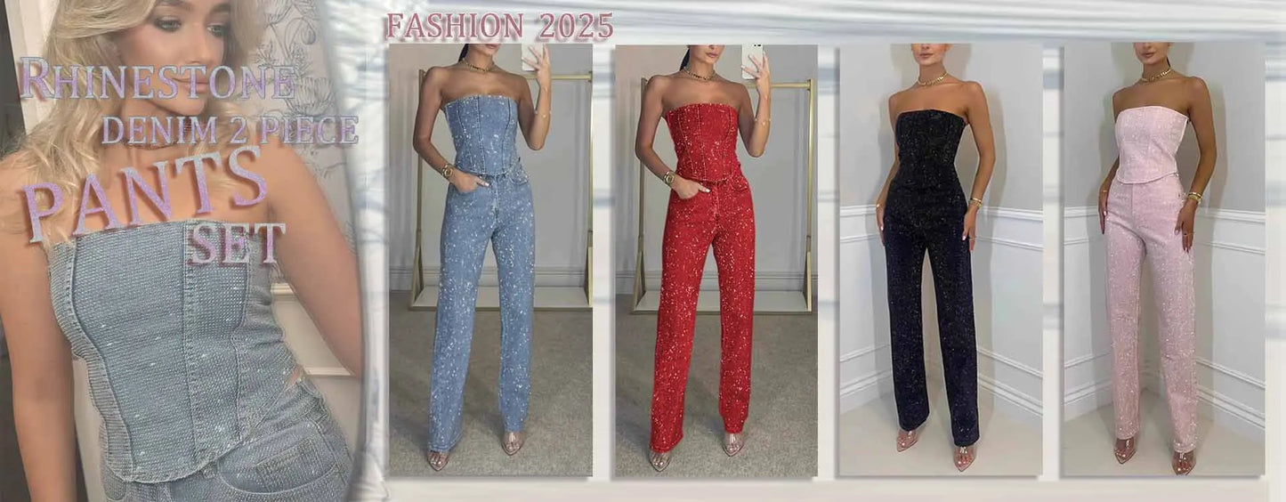 BKQU 2025 New Rhinestone Denim Mini Skirts Women Fashion Party Club Diamonds High Waist Jean Skirt Y2K Aesthetic Korean Bottoms