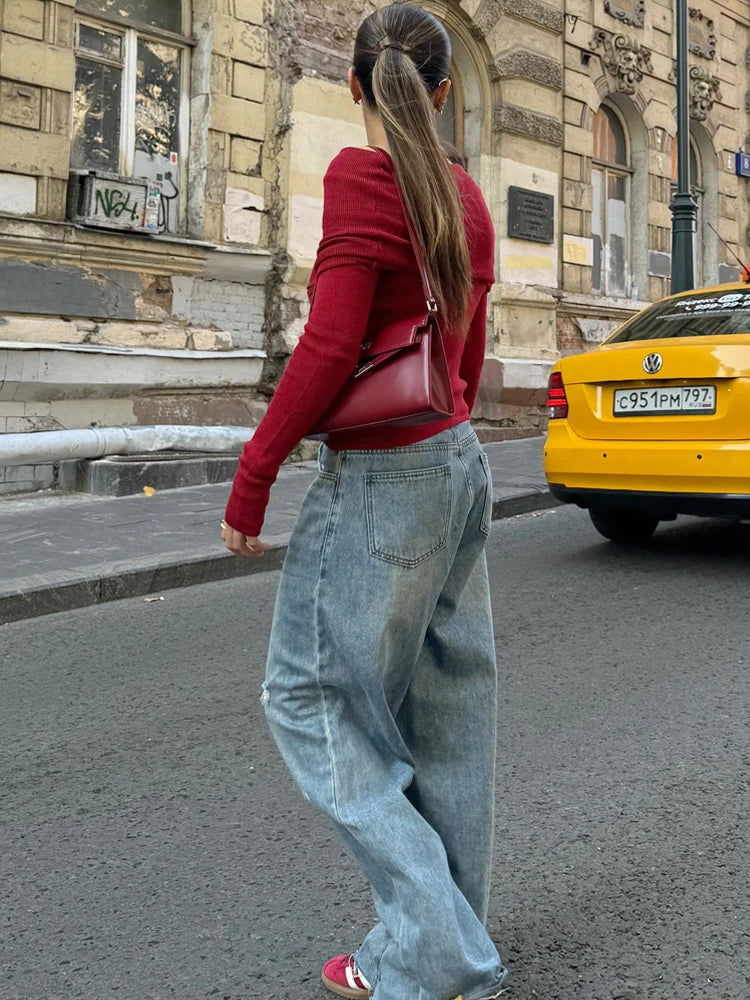 BKQU Knitted Off Shoulder T-Shirts Women Elegant Solid Long Sleeve Pullover Tops Autumn Winter Chic Ruched Ladies Slim Tees 2024