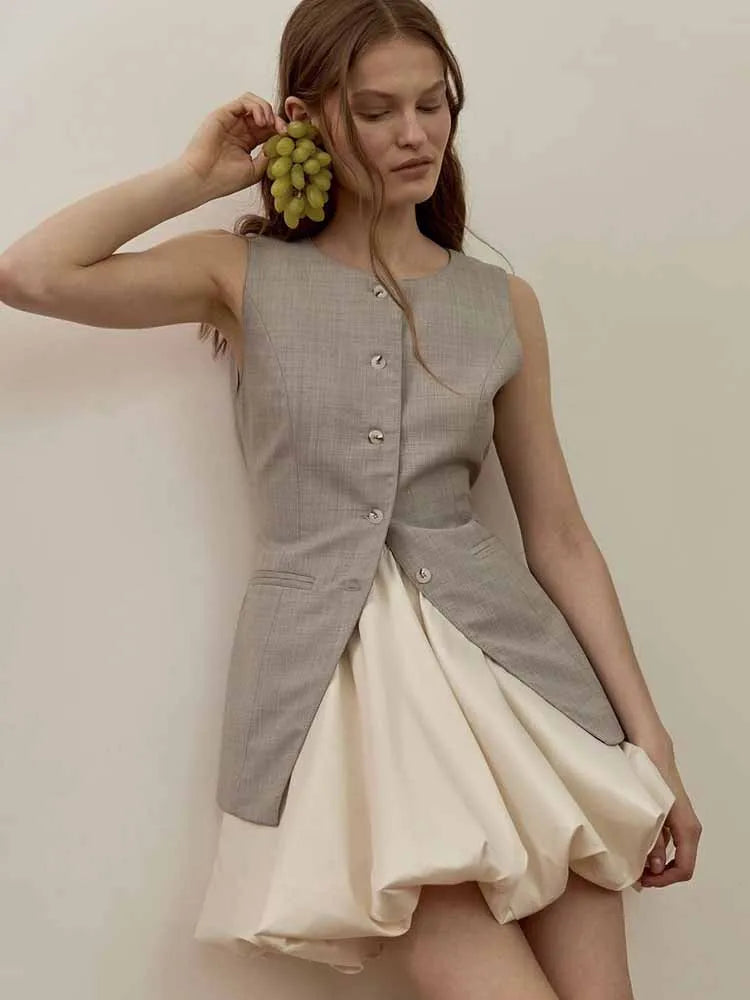 BKQU Elegant Satin A-Line Skirt Women Ball Gown 2025 Spring Summer Casual Pleated High Waist Female Solid Y2k Party Mini Skirts