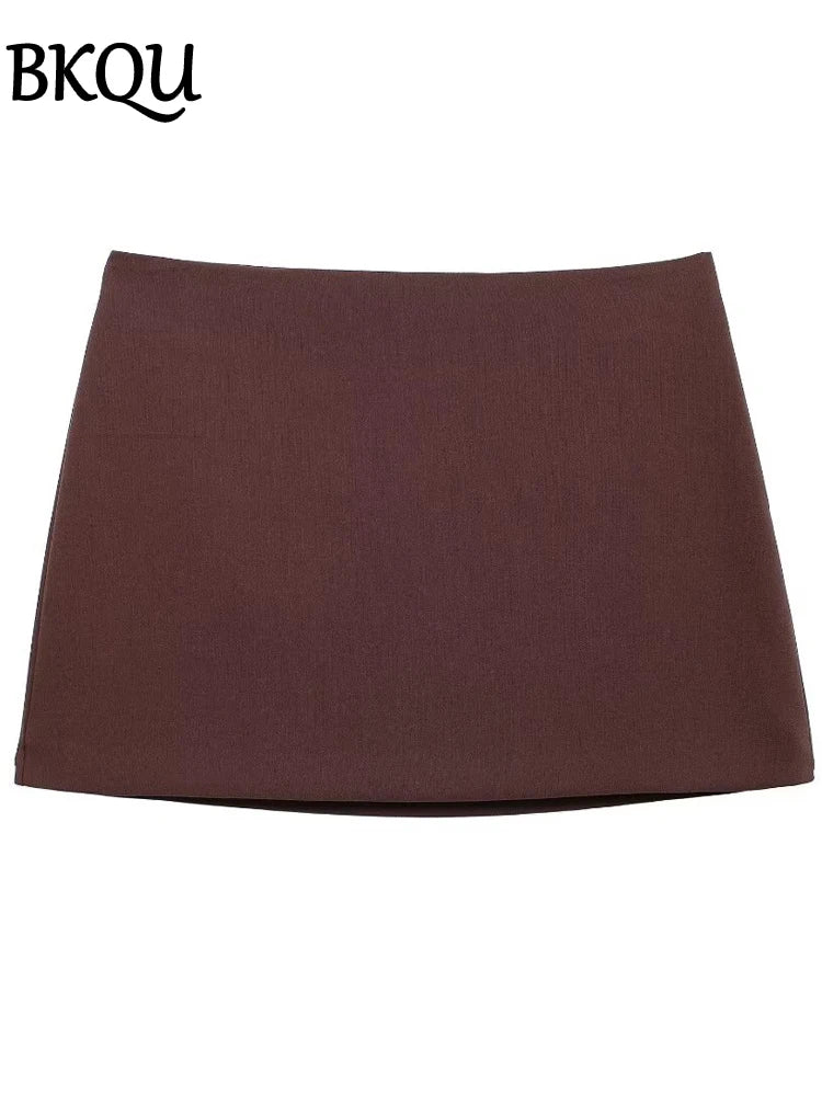 BKQU Elegant Women's O-neck Coat Skirts 2-piece Set Commute Single Breasted Jacket Lady Suit Chic A-Line Women's Mini Skirt Set