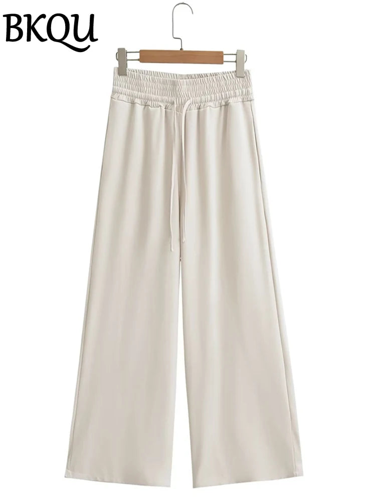 BKQU Linen Cotton Waistcoat ＆ Pants Set Women Single Breasted Sleeveless Vest and Wide Leg Pants Office Lady Casual 2 Pieces Set