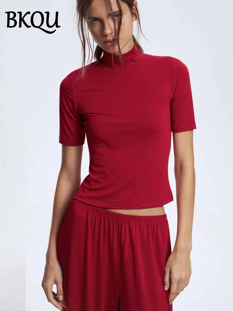 BKQU Women 2 Pieces Pant Sets Loungewear Modal Soft Short Sleeve Crop Tops and Elastic Wide Leg Pants Outfits Sleepwear Homewear