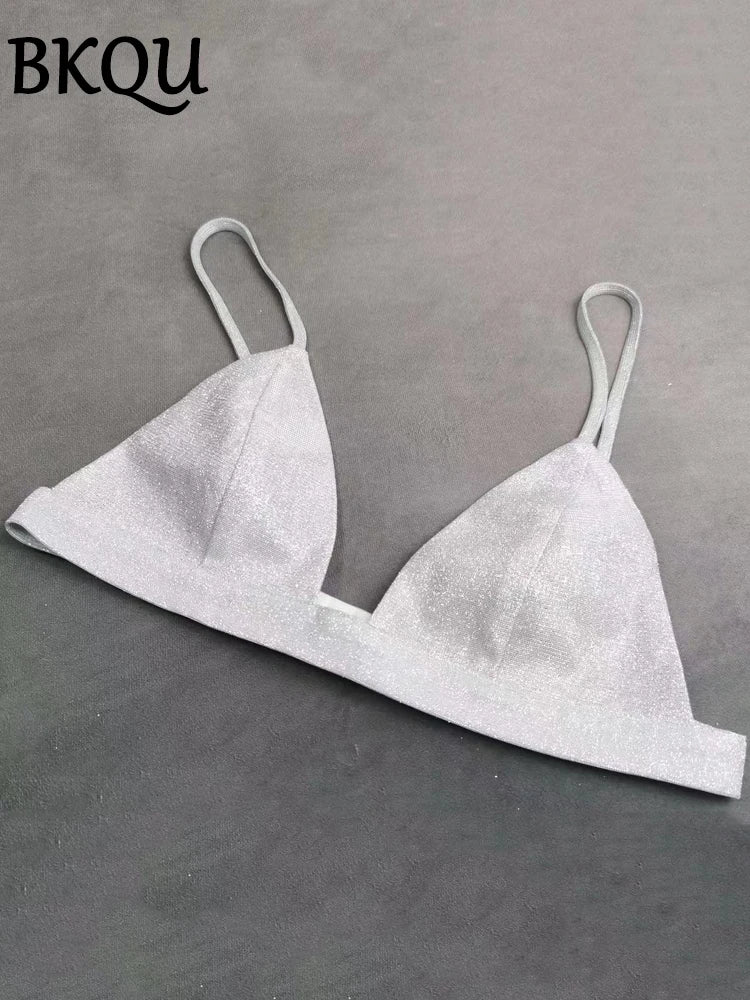 BKQU Shiny Silver Pants Set Women Party Club Blazer Two Piece Luxury Sets Femme Straight Pants and Glitter Blazers Matching Suit