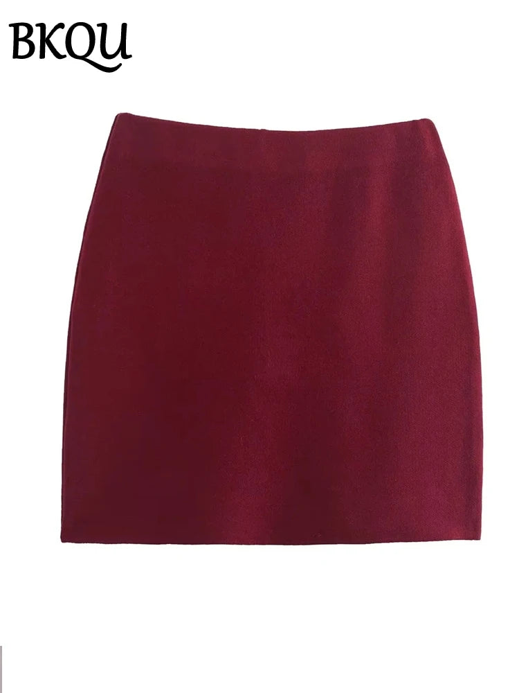 BKQU Elegant Knit V-neck Cardigan Mini Skirt Set Women Slim Long Sleeve Two Piece Set Female Sweater High Waist Skirts Outfits