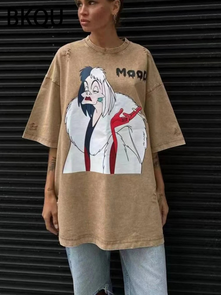 BKQU Irregular Fashion Rhinestone T-Shirts Women Oversized Short Sleeve Diamond Tees Pullovers Casual Loose Streetwear Top 2024