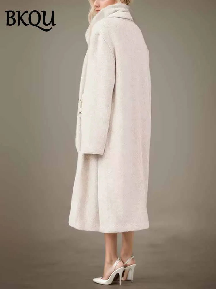 BKQU Knitted 3 Piece Set Women Temperament Long Sweater Cardigan Turtleneck Sleeveless Vest 3D Flower Mini Skirts Chic Sets 2025